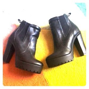 Black platform booties